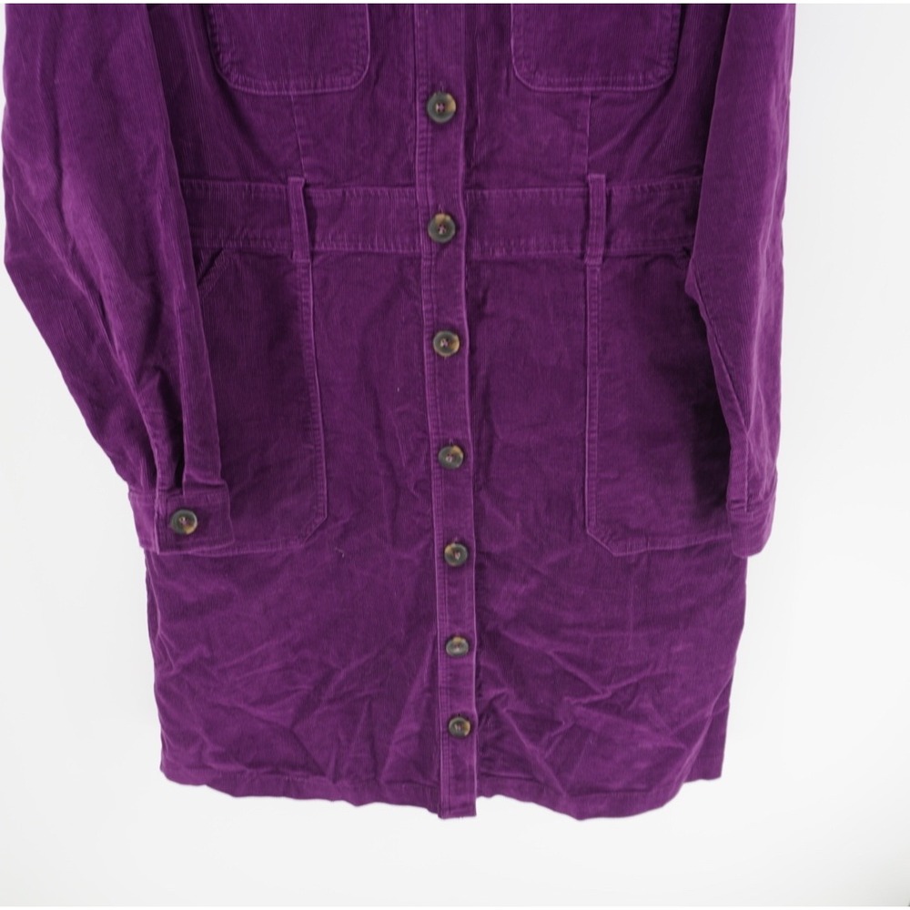 Boden Womens Purple Corduroy Button Front Utility Shirt Dress Long Sleeve 12L - Picture 5 of 11